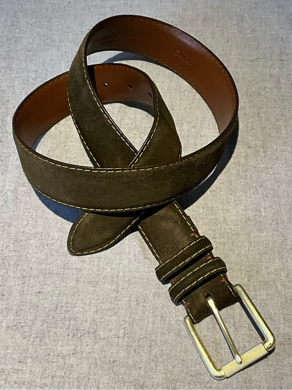 Țorino Men's Chocolate Suede Leather Belt - MADE IN USA